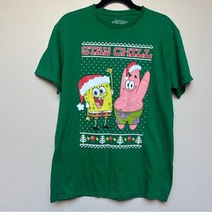 Nickelodeon Spongebob Squarepants Stay Chill Christmas T-Shirt Size Medium NWT